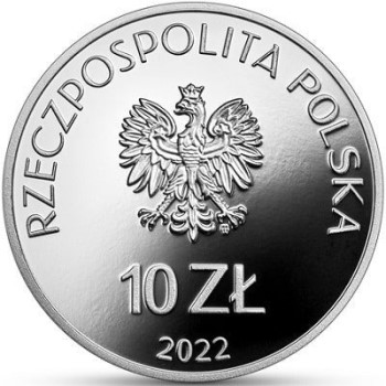 Awers monety 10-złotowej z 2022 roku dedykowanej Ignacemu Łukasiewiczowi